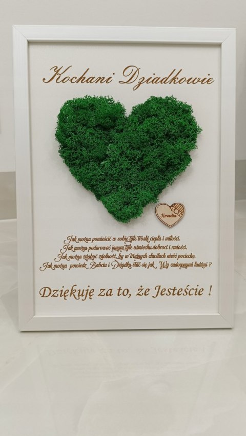Ramka z mchem , ramka na Dzień Babci i Dziadka , prezent , mech Chrobotek