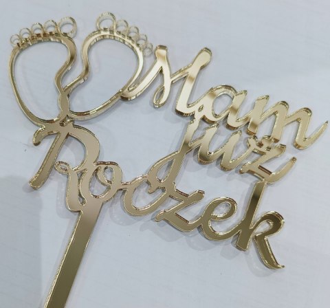 Topper Mam już roczek , plexi złota lustrzana, dekoracje , urodziny, roczek