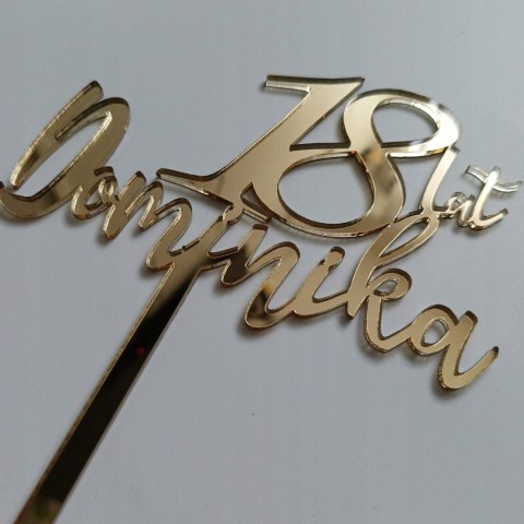 Topper plexi , dowolny napis , lustrzane złoto Topper plexi , dowolny napis , lustrzane złoto