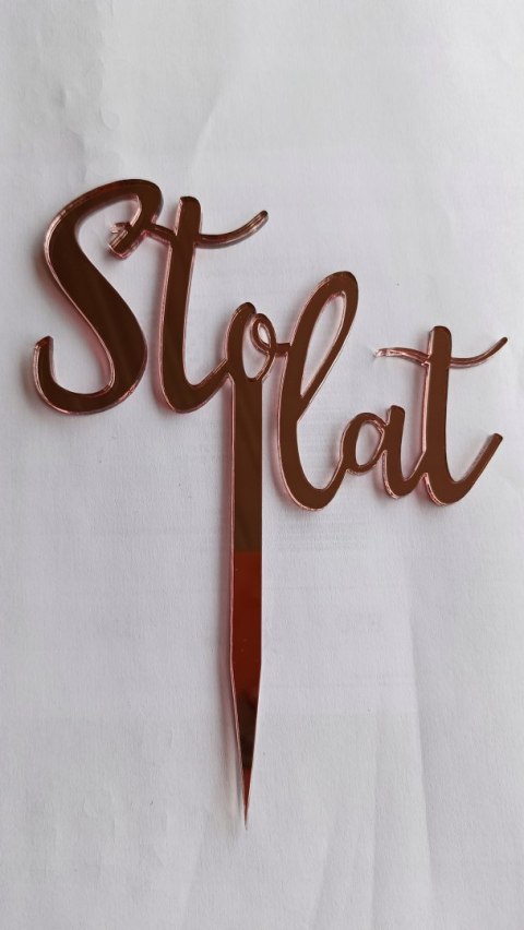 Topper plexi lustrzana, sto lat 12 cm , różowe lustro urodziny tort Topper plexi lustrzana, sto lat 12 cm , różowe lustro urodziny tort