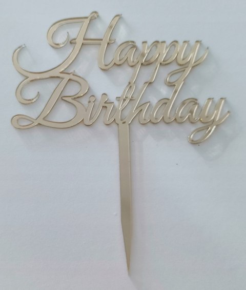 Topper plexi lustrzana złoty Happy Birthday Topper plexi lustrzana złoty Happy Birthday