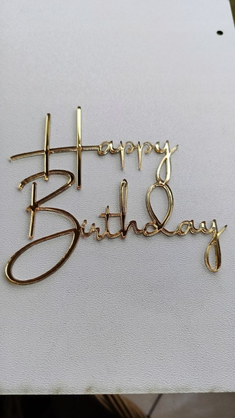 Topper plexi lustrzany złoty , Happy Birthday, dekoracje urodziny tort Topper plexi lustrzany złoty , Happy Birthday, dekoracje urodziny tort