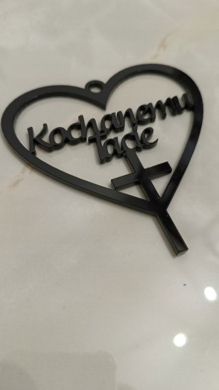 Zawieszka na znicz Kochanemu Tacie plexi czarna , serce, zawieszka grób