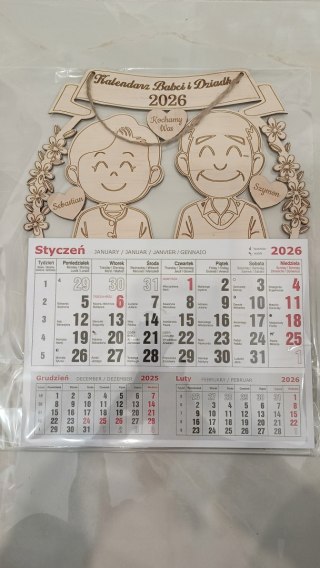 Kalendarz Babci i Dziadka , Dzień Babci i Dziadka , kalendarz drewniany