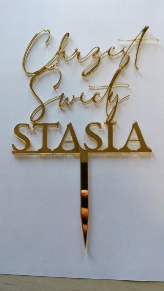 Topper Chrzest święty , plexi lustrzana złoty , chrzest , tort dekoracje