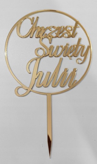 Topper Chrzest święty , plexi lustrzana złoty , chrzest , tort dekoracje