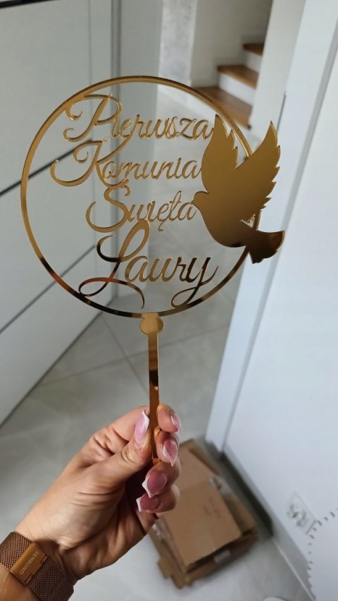 Topper Pierwsza komunia Święta napis plexi, topper koło pleksa lustrzana Topper Pierwsza komunia Święta napis plexi, topper koło pleksa lustrzana