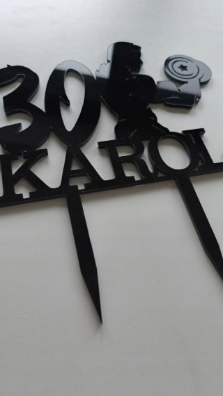 Topper dekoracja urodziny pleksi czarny siłownia siłacz fitness