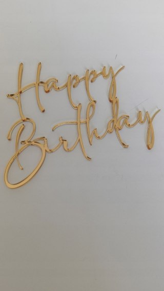 Topper na tort Happy Birthday, urodziny ,dekoracja na tort ,plexi lustrzana