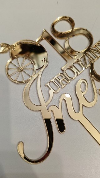 Topper na tort dekoracja plexi lustrzana cytrynka , topper z cytryną imię