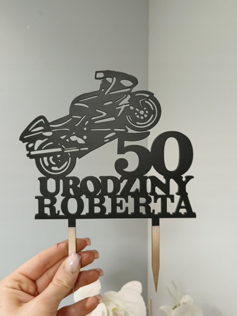 Topper na tort , motor, ścigacz , imię cyfra