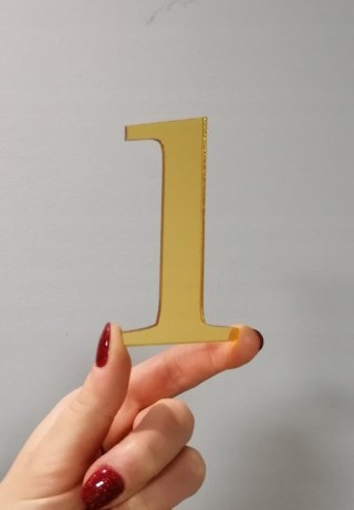 Topper na tort plexi lustrzana złoty cyfra na tort