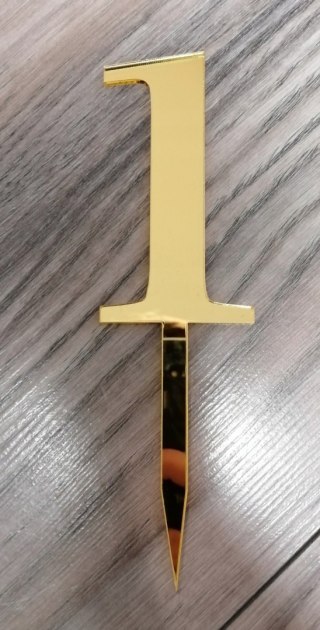 Topper na tort plexi lustrzana złoty cyfra na tort