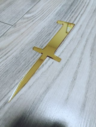 Topper na tort plexi lustrzana złoty cyfra na tort