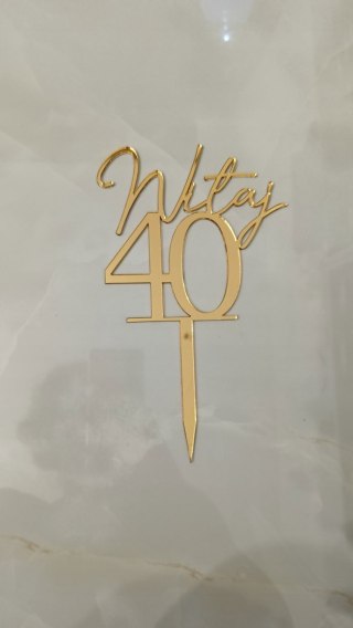 Topper na tort pleksa lustrzana , złoty lustrzany , 40 stka 50 tka itp