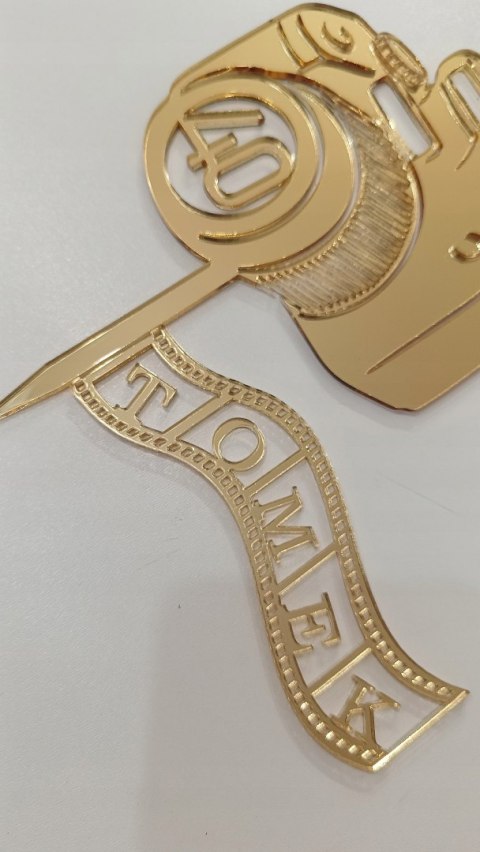 Topper na tort urodzinowy tort fotograf aparat fotograficzny klisza