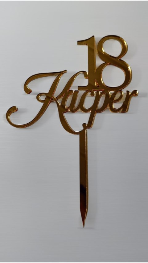 Topper na tort , urodziny , imię cyfra , pleksa złota, topper personalizowa Topper na tort , urodziny , imię cyfra , pleksa złota, topper personalizowa