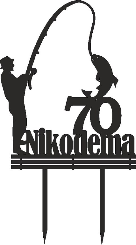 Topper wędkarz drewniany , tort , ryby dekoracje Topper wędkarz drewniany , tort , ryby dekoracje
