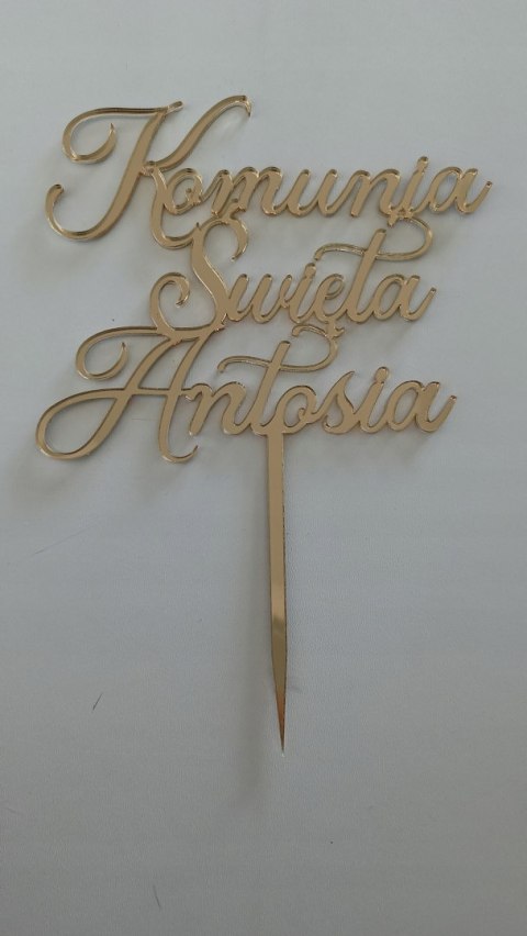 Topper Pierwsza komunia Święta napis plexi personalizacja imię tort