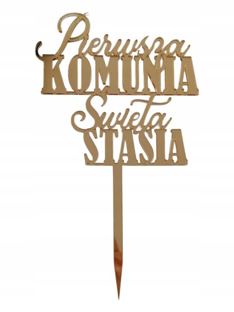 Topper Pierwsza komunia Święta napis plexi topper na tort komunijny