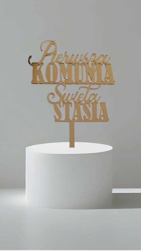 Topper Pierwsza komunia Święta napis plexi topper na tort komunijny