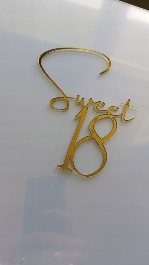 Topper na tort , dekoracja na bok tortu , sweet 18 itp plexi lustrzana