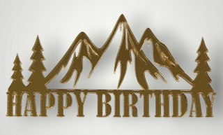 Topper na tort pleksa złota lustrzana tort happy birthday góry