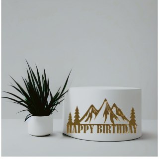 Topper na tort pleksa złota lustrzana tort happy birthday góry
