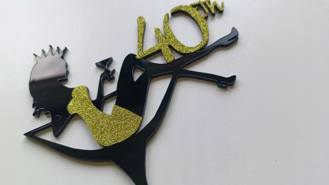 Topper na tort urodzinowy, kobieta, topper na tort, kobieta w kieliszku